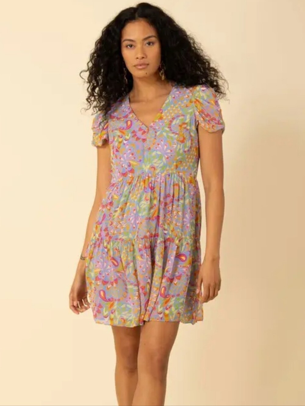 Hale Bob Hope Georgette Mini Dress Tiered Sz XS
